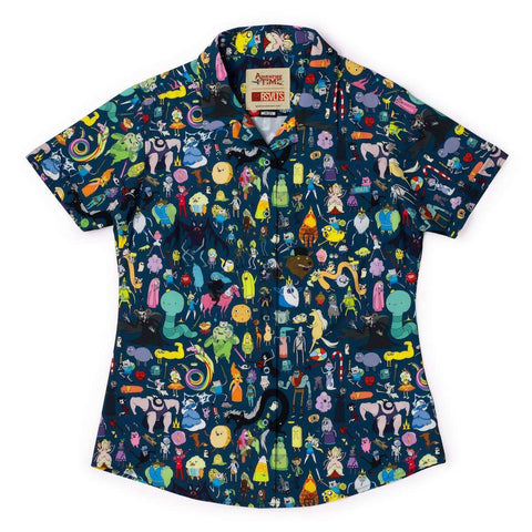rsvlts-xs-adventure-time-womens-short-sleeve-shirt-adventure-time-whos-who-of-ooo-womens-kunuflex-short-sleeve-shirt