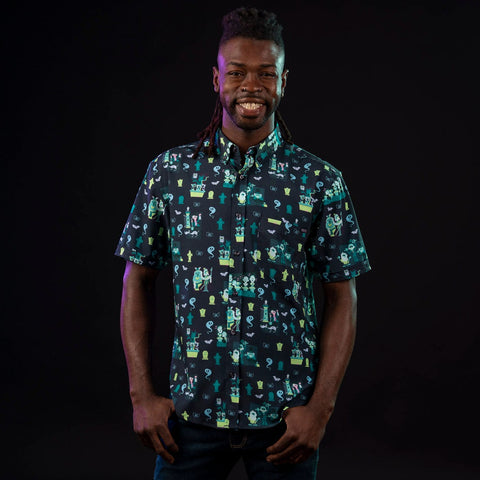 rsvlts-disney-and-pixar-short-sleeve-shirt-disney-s-haunted-mansion-grim-grinning-graveyard-kunuflex-short-sleeve-shirt