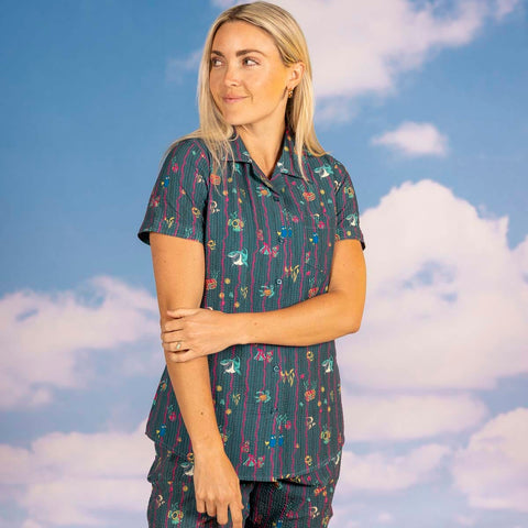 rsvlts-disney-and-pixar-womens-short-sleeve-shirt-disney-and-pixar-shark-bait-s-buds-womens-stretch-seersucker-short-sleeve-shirt
