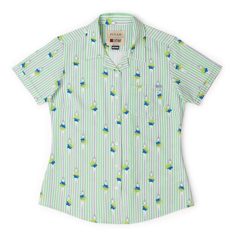 rsvlts-xs-disney-and-pixar-womens-short-sleeve-shirt-disney-and-pixar-the-claaaaaw-womens-stretch-seersucker-short-sleeve-shirt