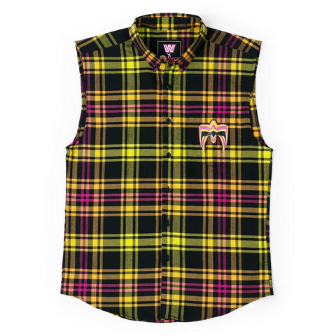 rsvlts-xs-wwe-flannel-long-sleeve-ultimate-warrior-run-forever-borlandflex™-sleeveless-flannel